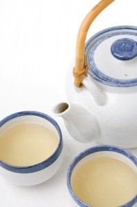 Tea cups and teapot